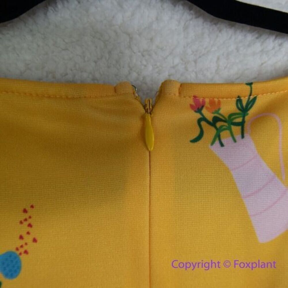 Unique Vintage Gwynnie Bee Garden‎ Party Yellow Dress, M - Picture 13 of 15